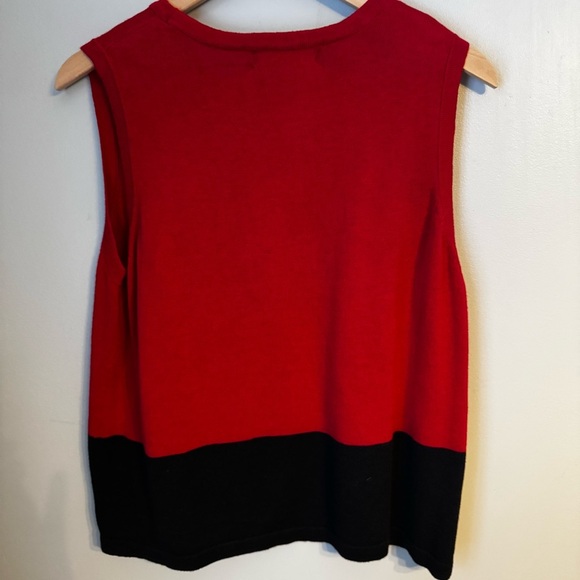 Bedford Fair Two Piece Ramie Sweater Set Women Sz LP Red Black Floral Sequins - Picture 6 of 7